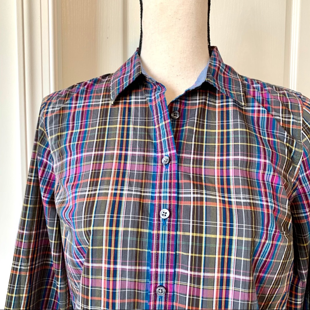 TALBOTS Petite Purple Plaid Button Down—SZ. 8P - Picture 2 of 14